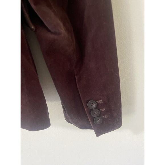 Body By Victoria Womens Size 6 Burgundy Velvet Blazer Preppy Academia Jacket - Picture 7 of 11